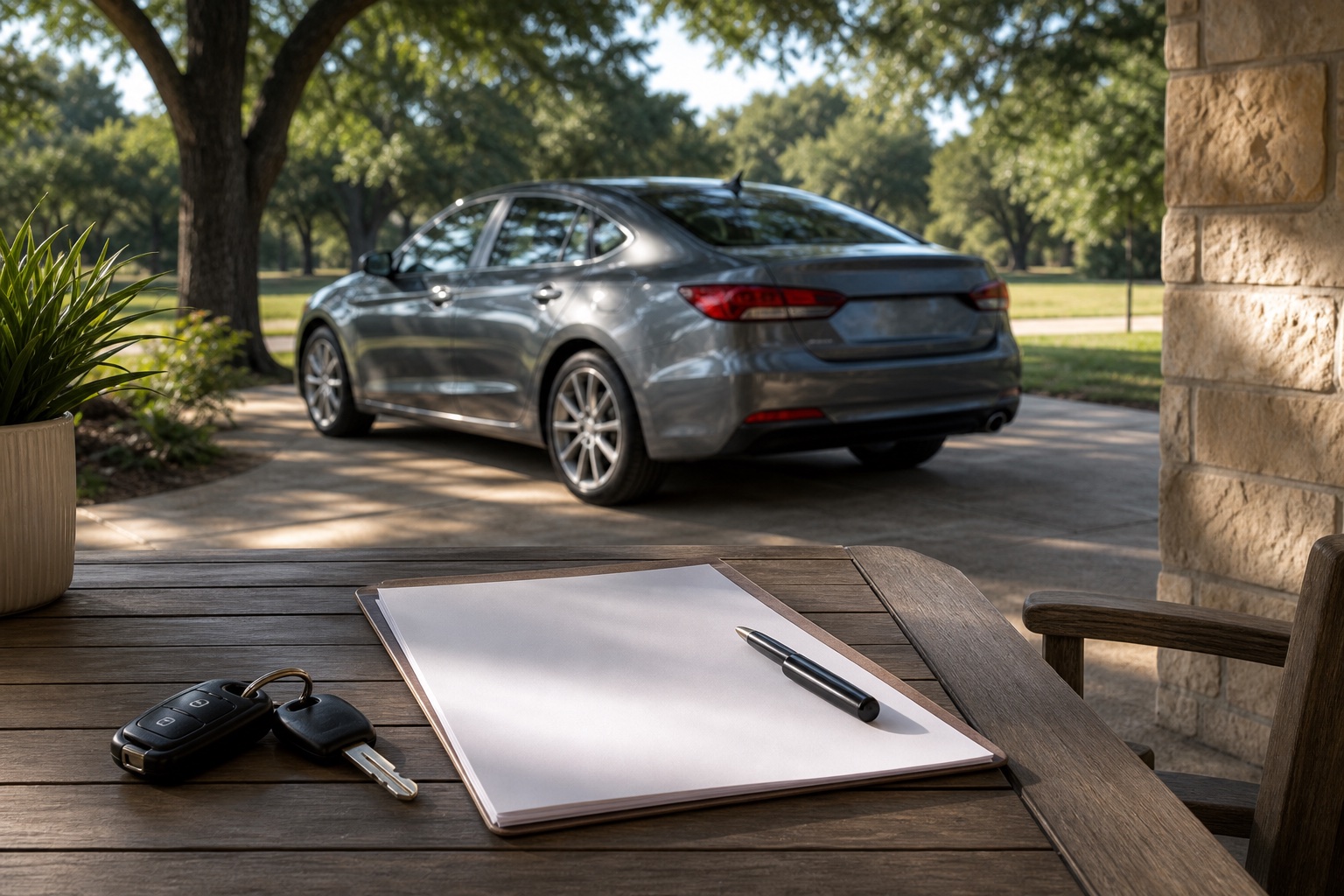 Vehicle keys and paperwork for auto insurance quote preparation