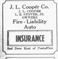 1956 Madisonville Meteor directory ad for J. L. Cooper Co., listing J. L. Cooper and L. B. Stover Jr. as owners